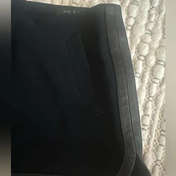 Rag & Bone Leather Trim Black Trouser Shorts Size 4 - Picture 5 of 8